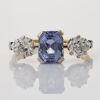 18ct Yellow Gold, 2.69ct Sapphire / 0.82ct Diamond Three Stone Ring