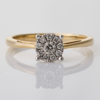 Walker & Hall, 14ct Yellow Gold, 0.20ct Diamond Coronet Ring