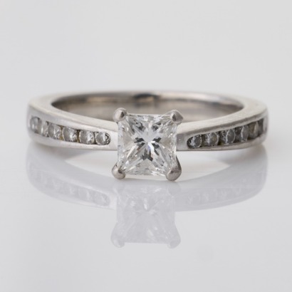 Walker & Hall, Platinum, 0.46ct Diamond Solitaire Ring with Box