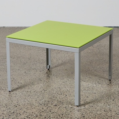 A Michael Draper Side Table with Lime Green Glass Top