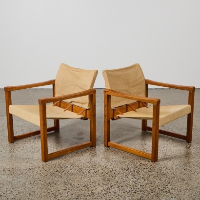 A Pair of Vintage Karin Mobring "Diana" Safari Chairs for IKEA
