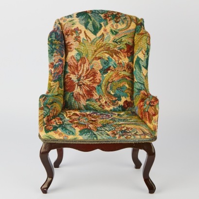 A Miniature Upholstered Wingback Armchair