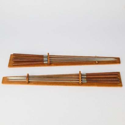 Two Sets of Mid-Cenutry Wall-Mounted Kebab Skewers
