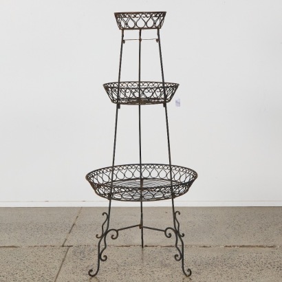 A Wrought Iron Three Tier Plantstand