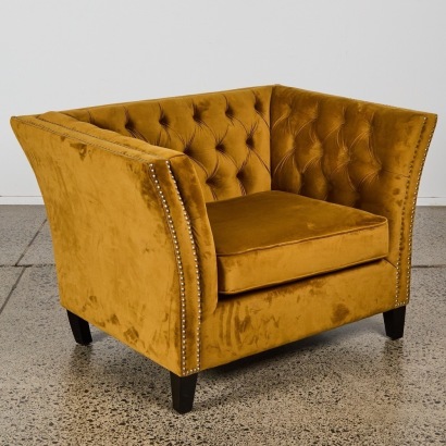 A Velvet Highback Occasional Chair
