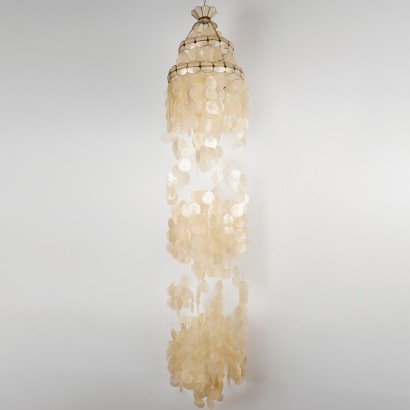 A Large Seventies Capiz Lampshade