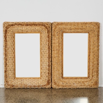 A Pair of Coastal-Style Braided Seagrass Mirrors