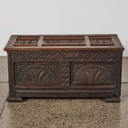 An Antique Coffer Mule Chest Dated 1683 Made From English Oak