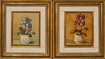 Pair of Trowbridge Gallery, UK Italian Custom Framed Botanical Prints