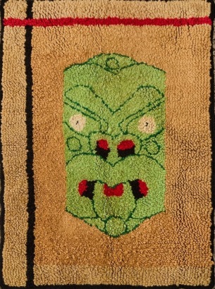 A Vintage Handmade Tiki Rug