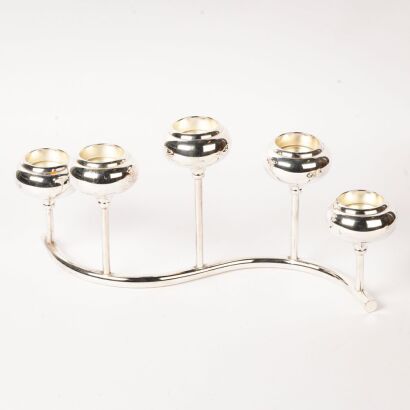 A Postmodern Silver Coloured Candelabra