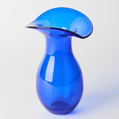 A Cobalt Swirl Glass Vase