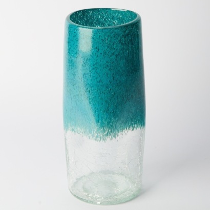 A Blue Bubble Art Glass Vase