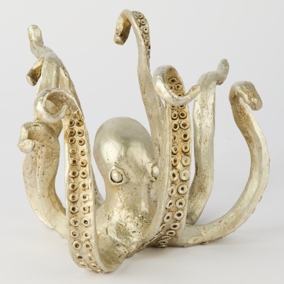 A Silver Coloured Octopus Statue