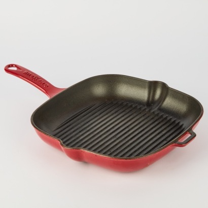 A Red Chasseur Made in France Cast Iron Skillet Frying Pan