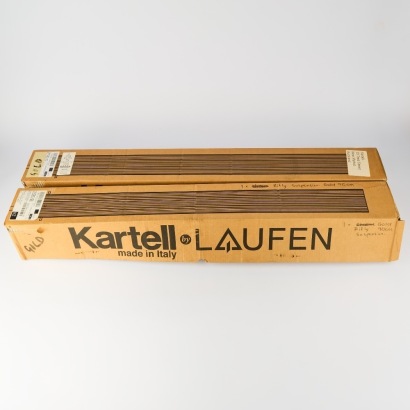 A Pair of Gold Rifly Suspension Lamps By Kartell