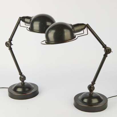 A Pair Of Industrial Metal Table Lamps