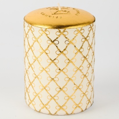 A Hand Decorated Candle in Velvet Pouch from Pernici Italy