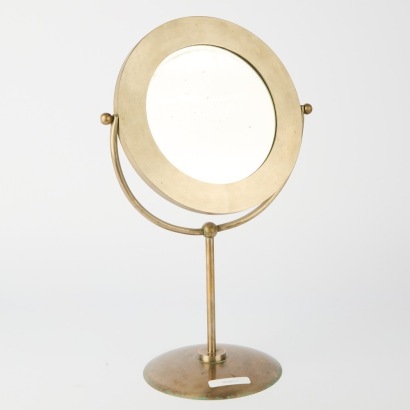A Mid-Century Vanity Mirror in Solid Brushed Nickel
