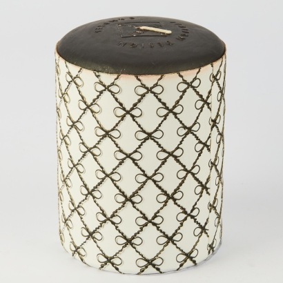 A Hand Decorated Candle in Velvet Pouch from Pernici Italy