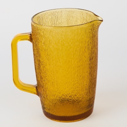 A Vintage Kaaru Glass Crown Crystal Honeygold Furrow Jug, 1970s