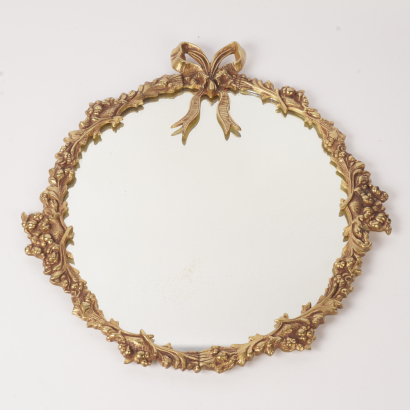 A Vintage Solid Brass Bow Mirror