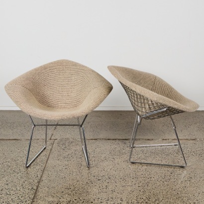 A Pair of Bertoia Diamond Style Lounge Chairs