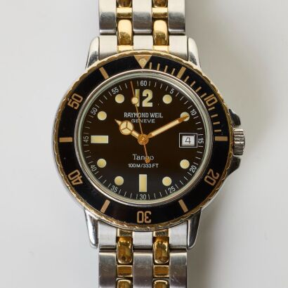 Stainless Steel / Gold Plated, Raymond Weil Tango Quartz Divers Wristwatch, circa 1990-2000's