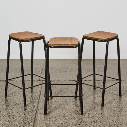 A Trio of Vintage Science Lab Stools