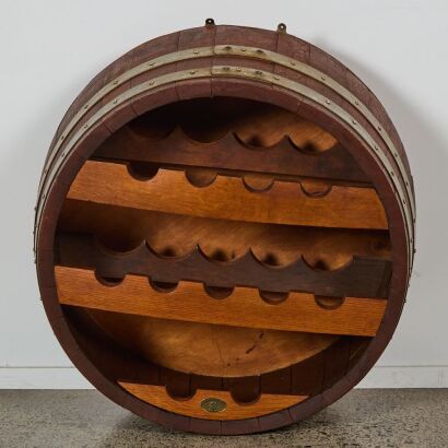 A Recycled Oak Barrel Wine Rack