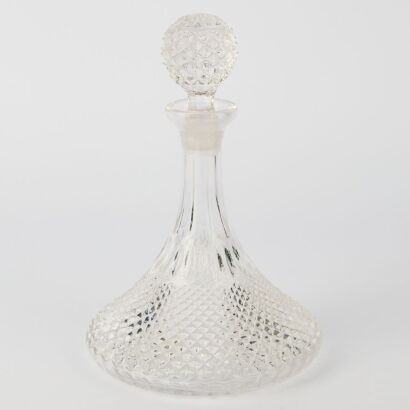 A Crystal Pineapple Cut Ship Decanter
