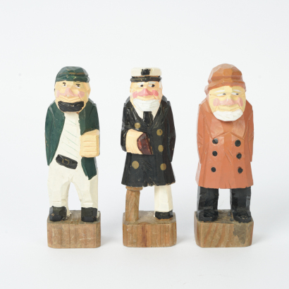 A Set of Three Wood Boat Men Figures