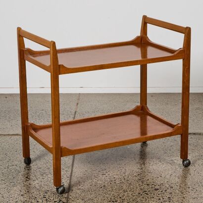 A Mid-century Modern two Tier Teak Drinks Trolley/Bar Cart