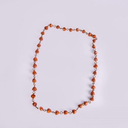 A Vintage Handmade Glass Stone and Copper link Necklace