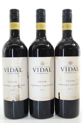 (3) 2017 Vidal Estate Joseph Soler Cabernet Sauvignon, Gimblett Gravels