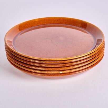 A set of six Large Crown Lynn Pioneer Glaze Dinner Plates