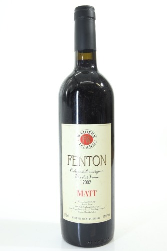 (1) 2002 Fenton MATT Cabernet Sauvignon - Merlot - Franc, Waiheke Island