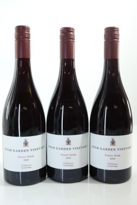 (3) 2022 High Garden Vineyard Pinot Noir, Gibbston
