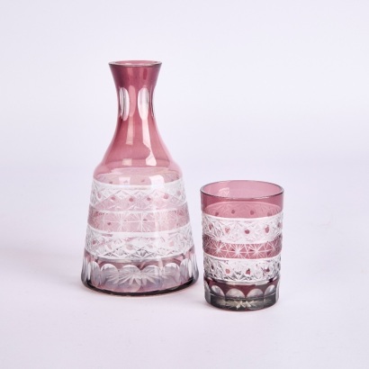 A Bohemian Ruby Decanter and Glass