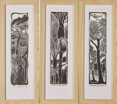 DAWN MANN Nikau Palms, Cabbage Trees and Rātā (Triptych)