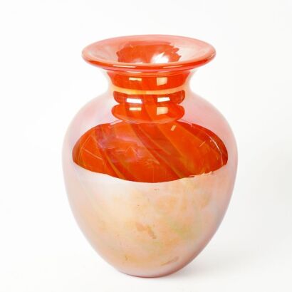 A Vintage Murano Lustre Orange Swirl Vase