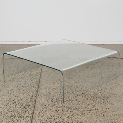 A Large Formed Glass Waterfall Coffee Table