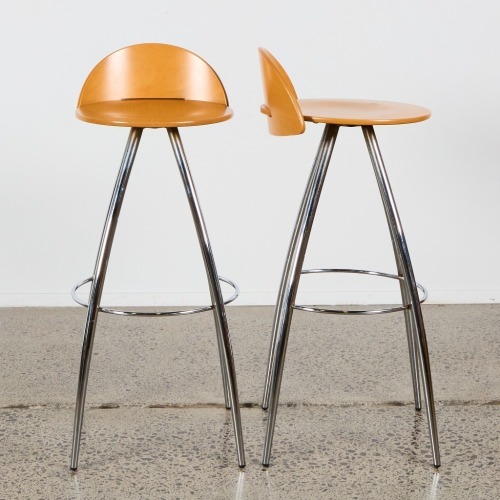 A Pair of Designer Formed Ply Barstools
