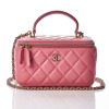 Chanel, Pink Quilted Lambskin Top Handle Vanity Case