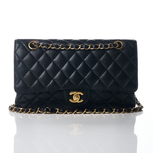 Chanel, Black Caviar Classic Flap Bag, Size Medium