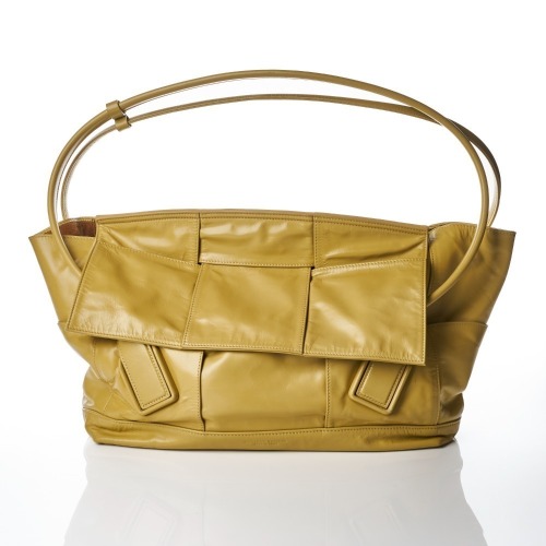 Bottega Veneta, Yellow Leather Maxi Intrecciato Arco Bag