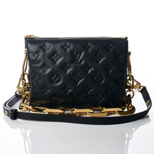 Louis Vuitton, Noir Monogram Embossed Lambskin Coussin Bag, Size BB