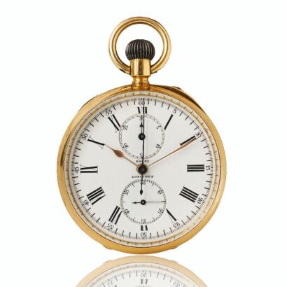 18ct Yellow Gold, Baume / Longines Chronograph Pocket Watch - Presented to Invercargill Builder Alfred Ball by Ex NZ Prime Minister Sir Joseph Ward, circa 1911