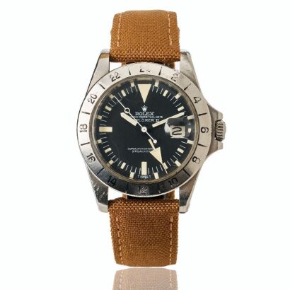 Rare, Stainless Steel, Rolex Explorer II "Steve McQueen / Freccione" Albino ref.1655 Automatic Wristwatch, circa 1974