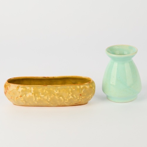 A Pair of Crown Lynn/Ambrico Vases (#97 and a Trough Vase)